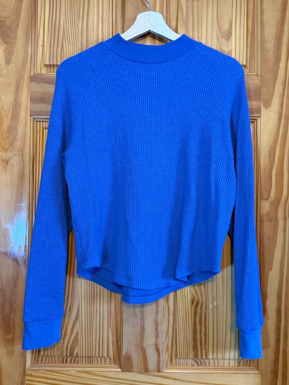 Madewell Royal Blue Waffle-Knit Long Sleeve Pullover